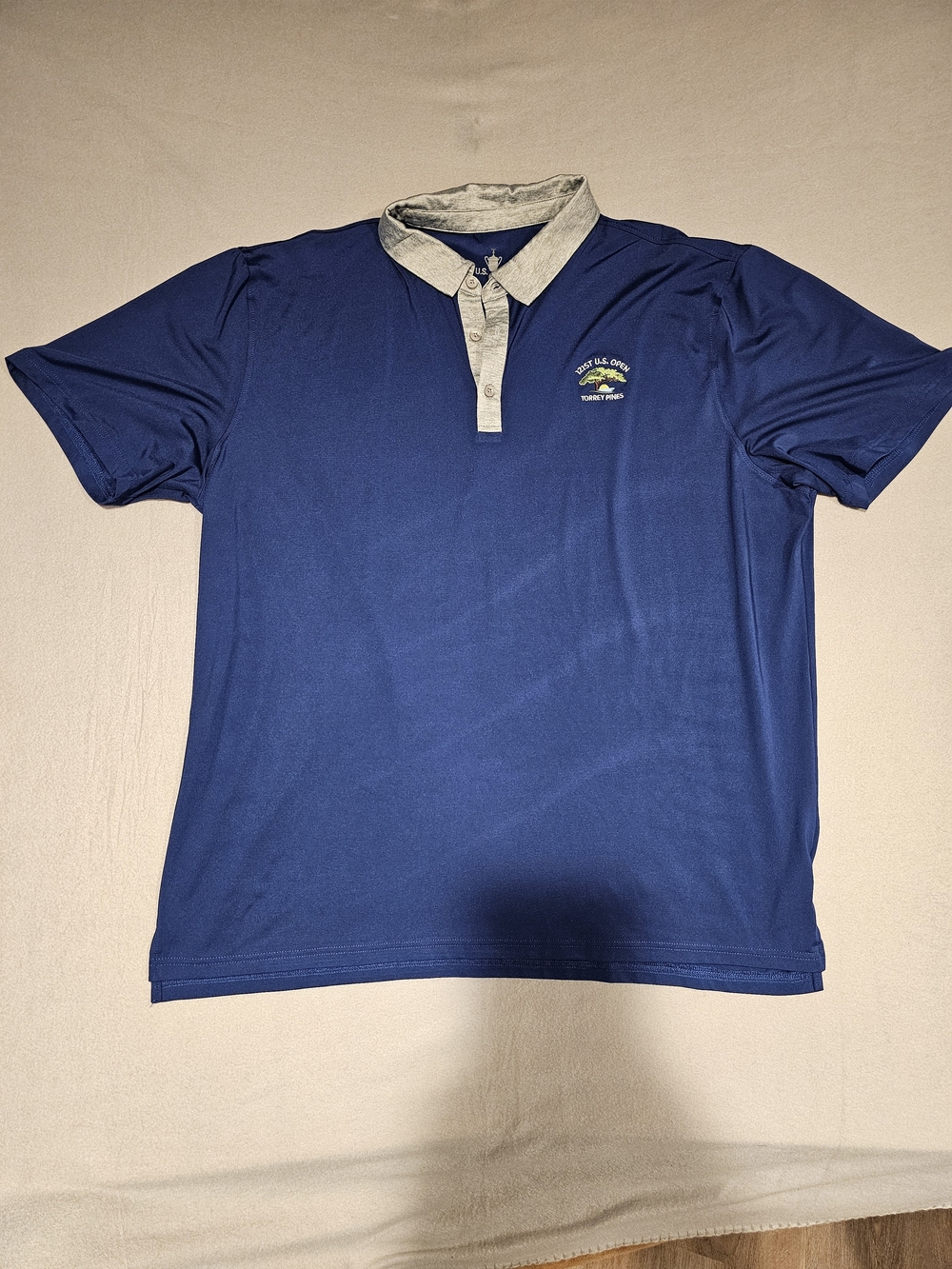 US Open Men's Blue Golf Polo Shirt with Contrast Collar Size XXL - Picture 2 of 7